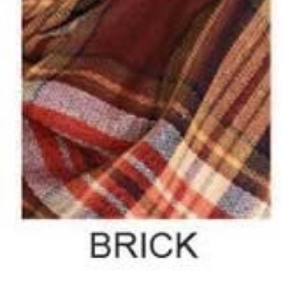 PLAID oversized frayed blanket scarf -BRICK MULTI - Picture 5 of 8
